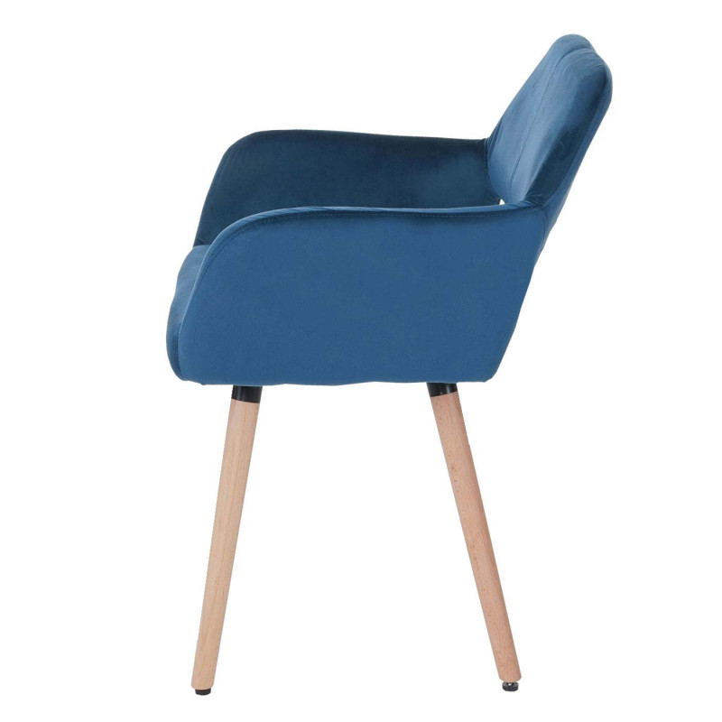 6x Chaise de salle à manger II, rétro - velours, bleu pétrole