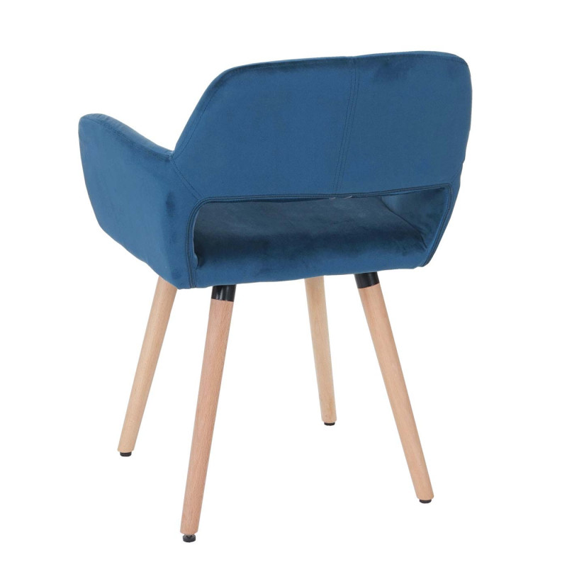 6x Chaise de salle à manger II, rétro - velours, bleu pétrole