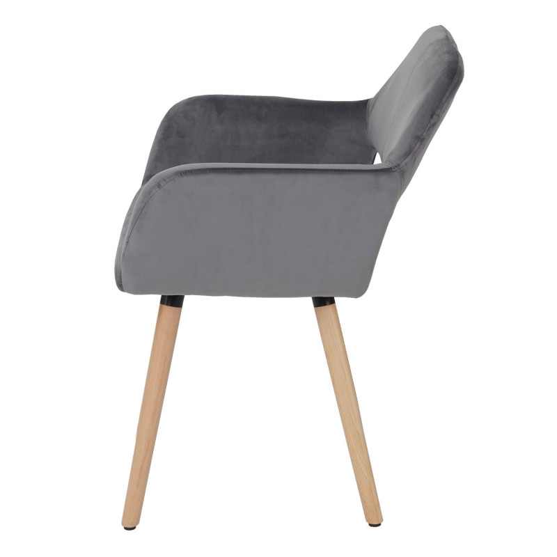 6x Chaise de salle à manger II, rétro - velours, gris