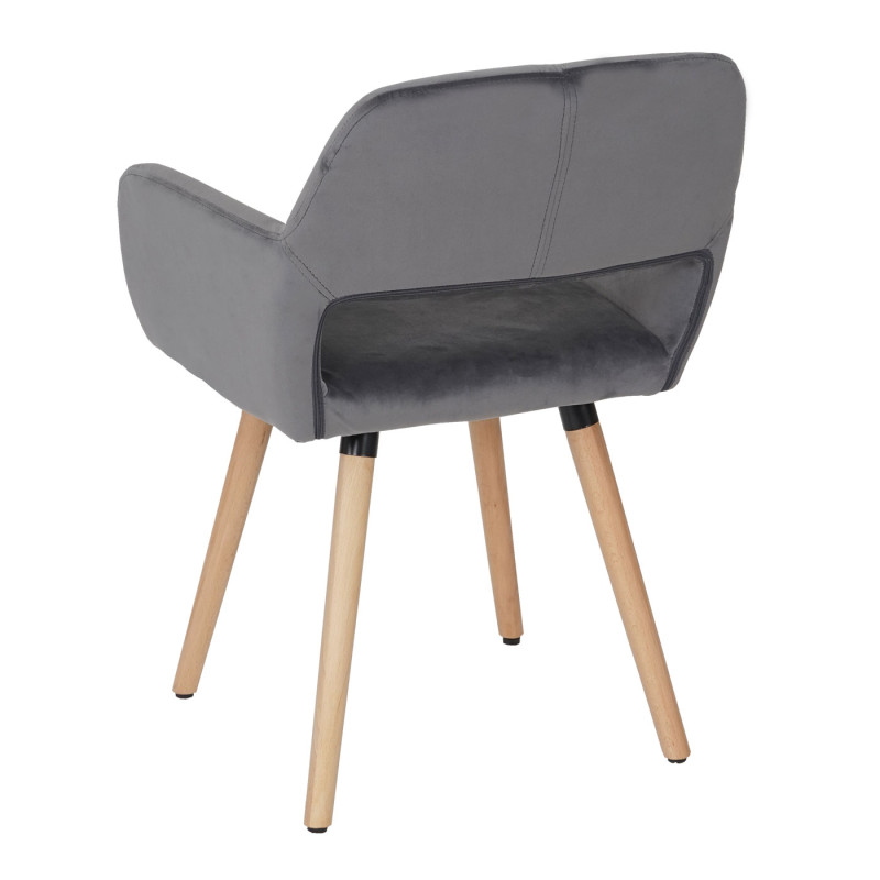 6x Chaise de salle à manger II, rétro - velours, gris