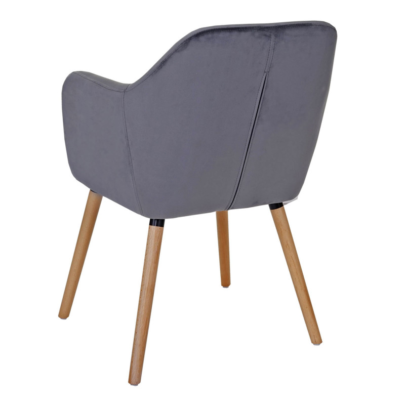 6x Chaise de salle à manger Malmö T381, rétro - velours, gris