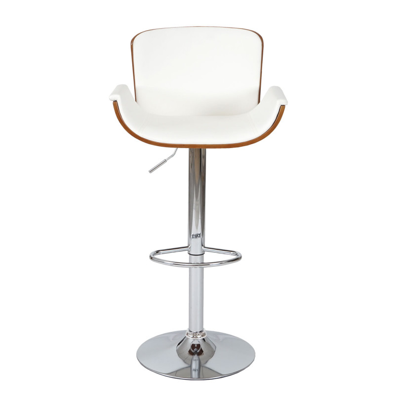 Tabouret de bar similicuir, aspect noix, rétro - blanc