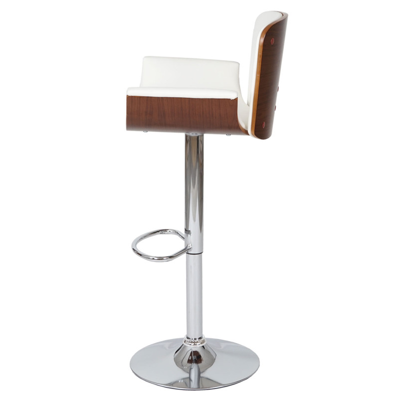 Tabouret de bar similicuir, aspect noix, rétro - blanc