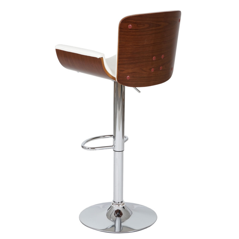 Tabouret de bar similicuir, aspect noix, rétro - blanc