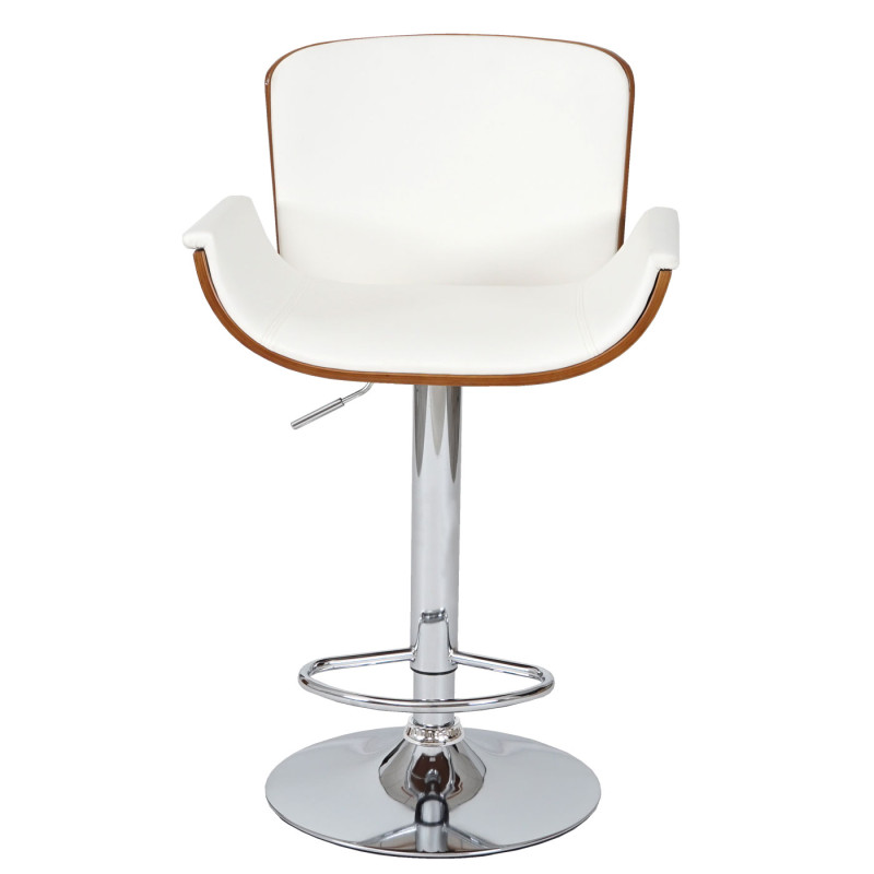 Tabouret de bar similicuir, aspect noix, rétro - blanc