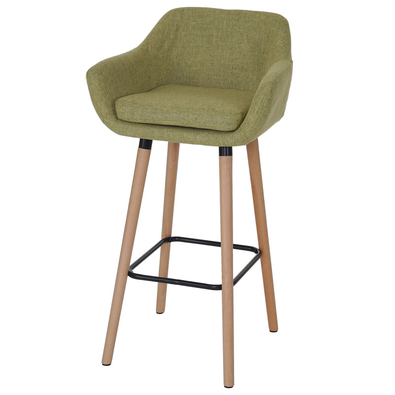 2x Tabouret de bar Malmö T381 - tissu, vert clair