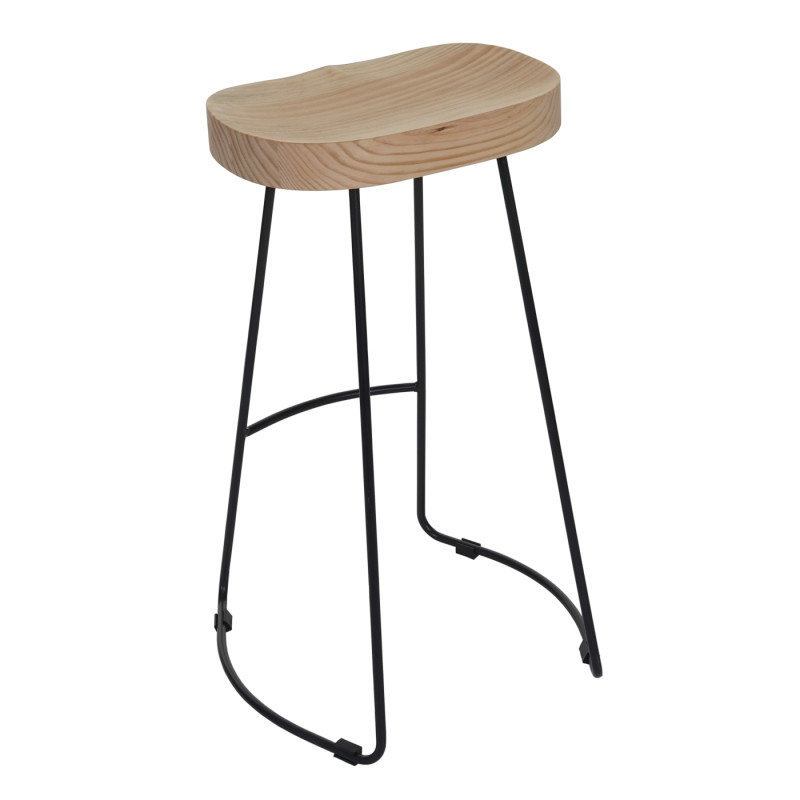 2x Tabouret de bar bois de pin, brun clair