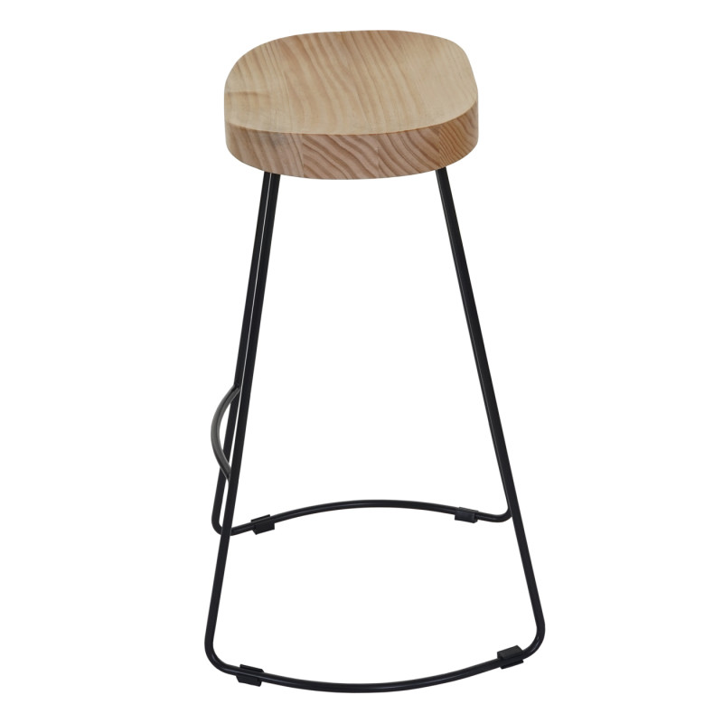 2x Tabouret de bar bois de pin, brun clair