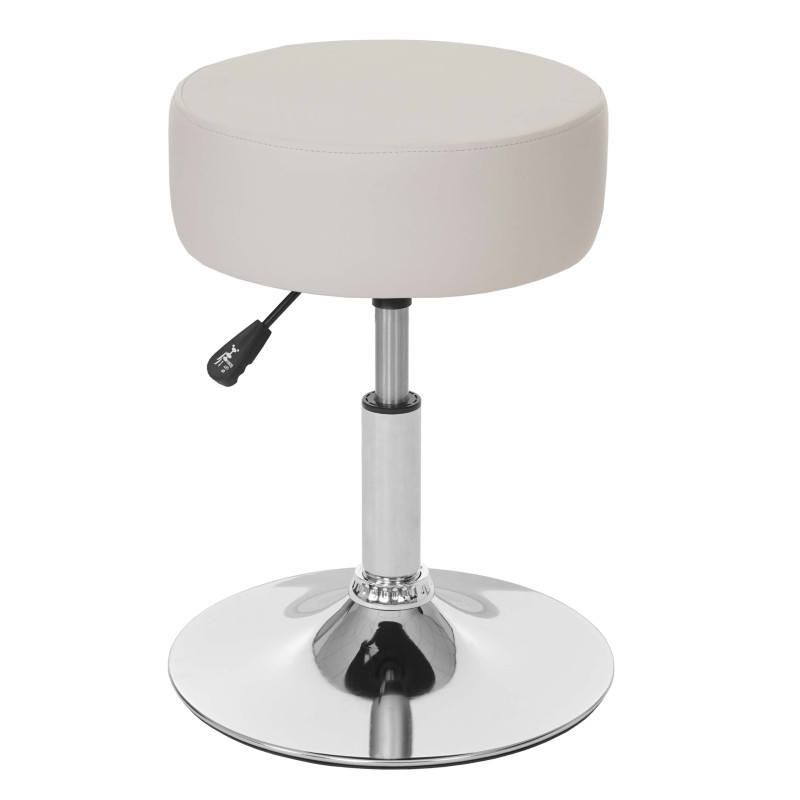 2x Tabouret hauteur réglable, Ø 35 cm - similicuir crème