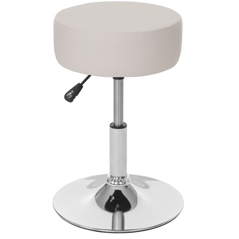 2x Tabouret hauteur réglable, Ø 35 cm - similicuir crème