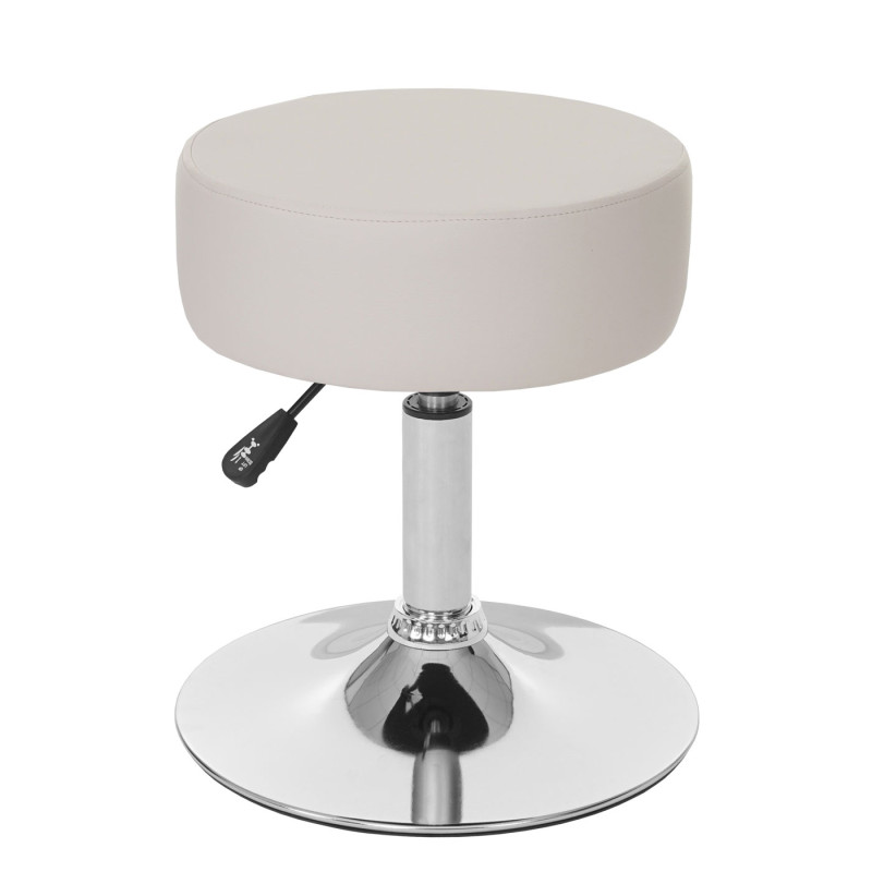 2x Tabouret hauteur réglable, Ø 35 cm - similicuir crème