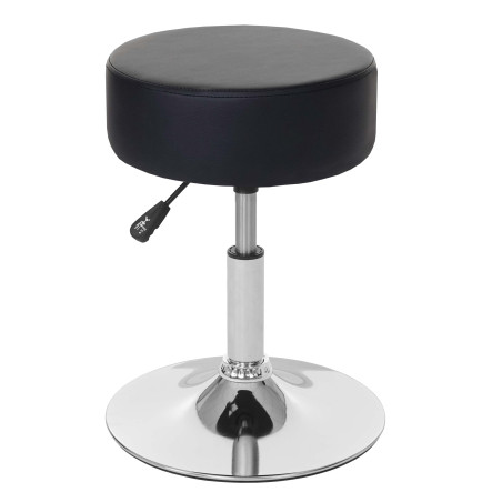 2x Tabouret hauteur réglable, Ø 35 cm - similicuir noir