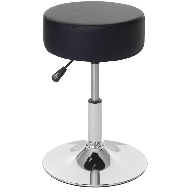 2x Tabouret hauteur réglable, Ø 35 cm - similicuir noir