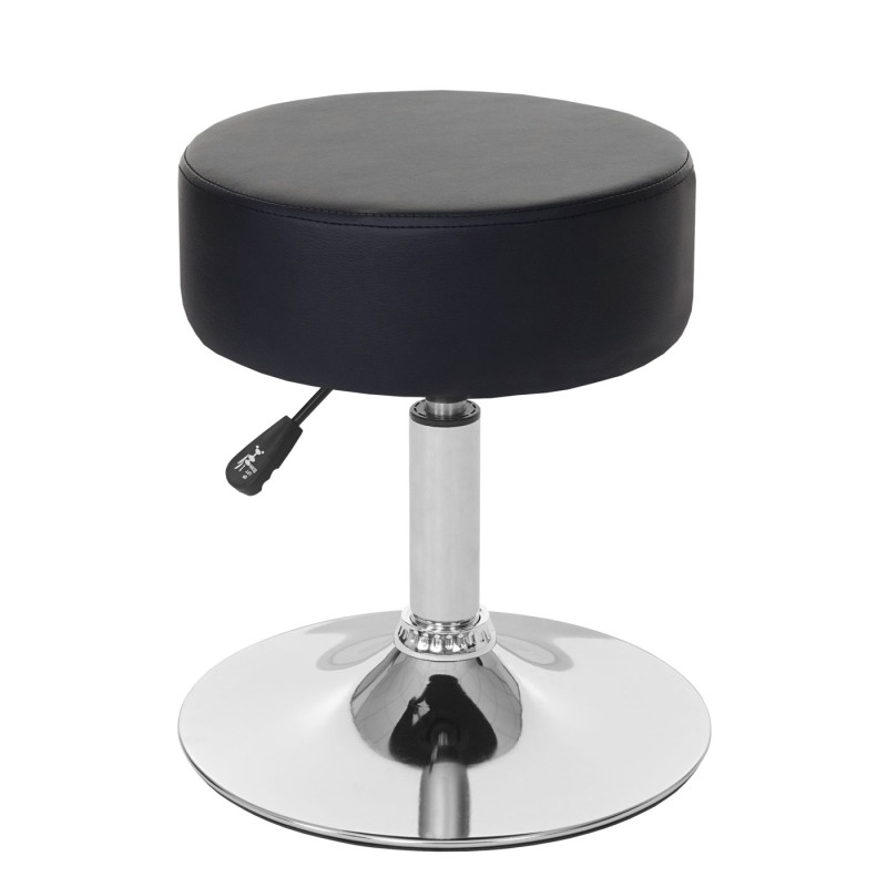 2x Tabouret hauteur réglable, Ø 35 cm - similicuir noir