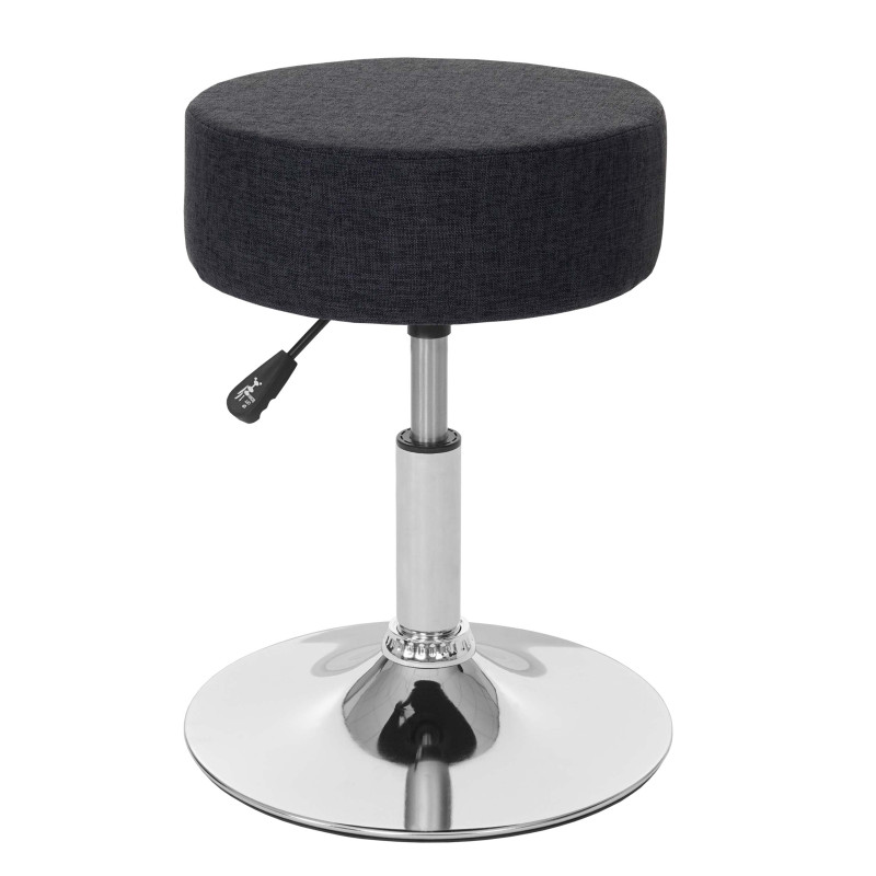 2x Tabouret hauteur réglable, Ø 35 cm, tissu - gris foncé