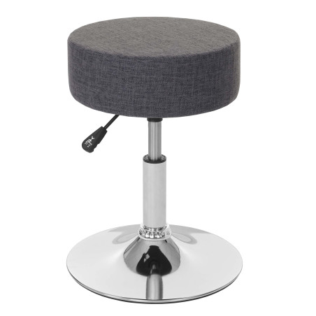 2x Tabouret hauteur réglable, Ø 35 cm, tissu - gris