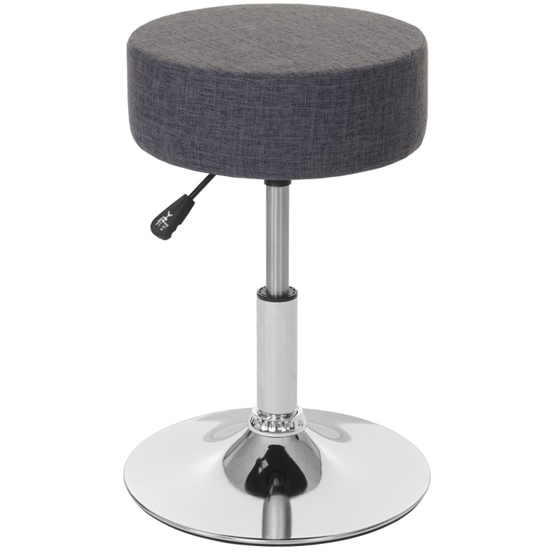 2x Tabouret hauteur réglable, Ø 35 cm, tissu - gris