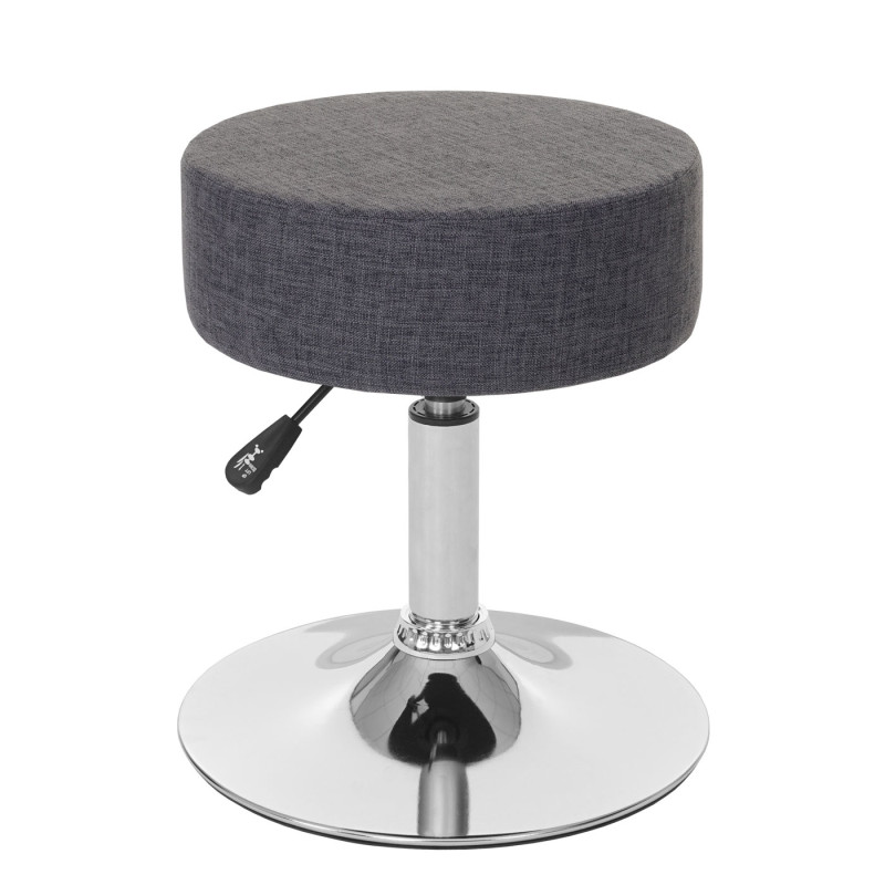 2x Tabouret hauteur réglable, Ø 35 cm, tissu - gris