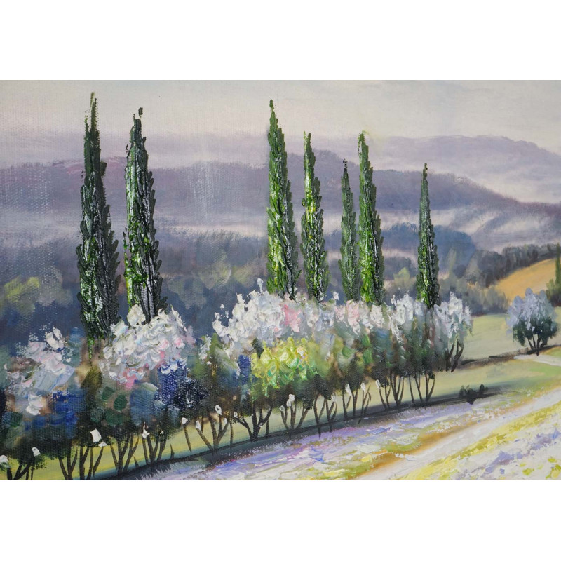 Peinture à l’huile paysage de fleurs katran