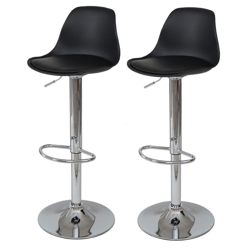 2x Tabouret de bar cuir synthétique - noir