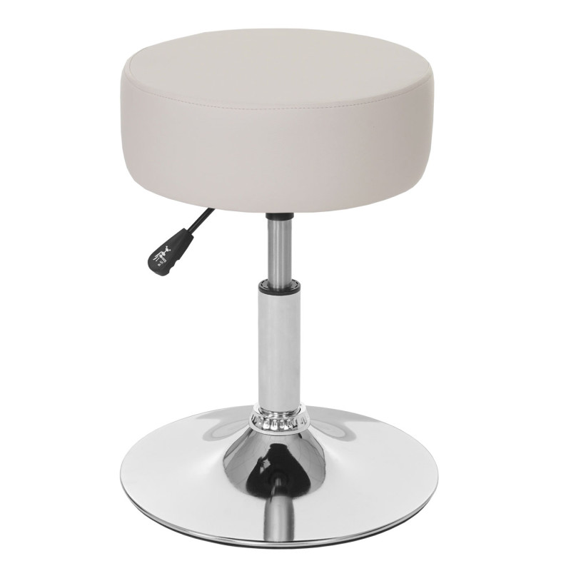 Tabouret hauteur réglable, Ø 35 cm - similicuir crème