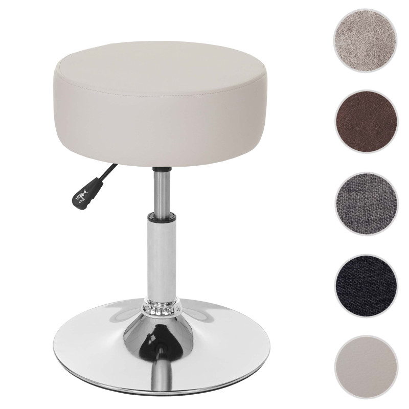 Tabouret hauteur réglable, Ø 35 cm - similicuir crème