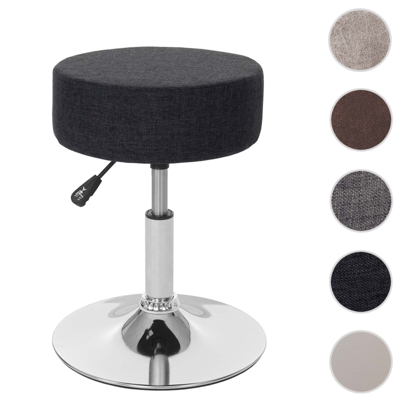 Tabouret hauteur réglable, Ø 35 cm, tissu - gris foncé