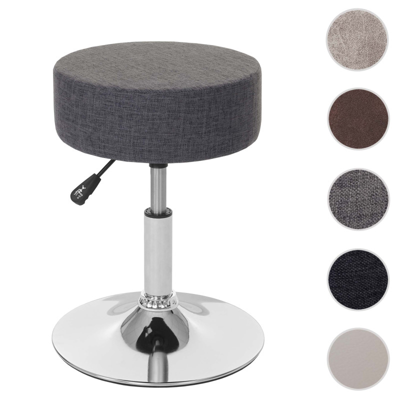 Tabouret hauteur réglable, Ø 35 cm, tissu - gris