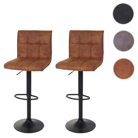 2x Tabouret de bar imitation daim - vintage brun foncé