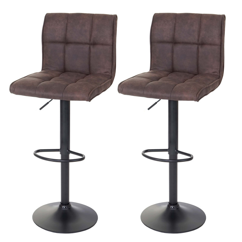 2x Tabouret de bar imitation daim - vintage brun foncé