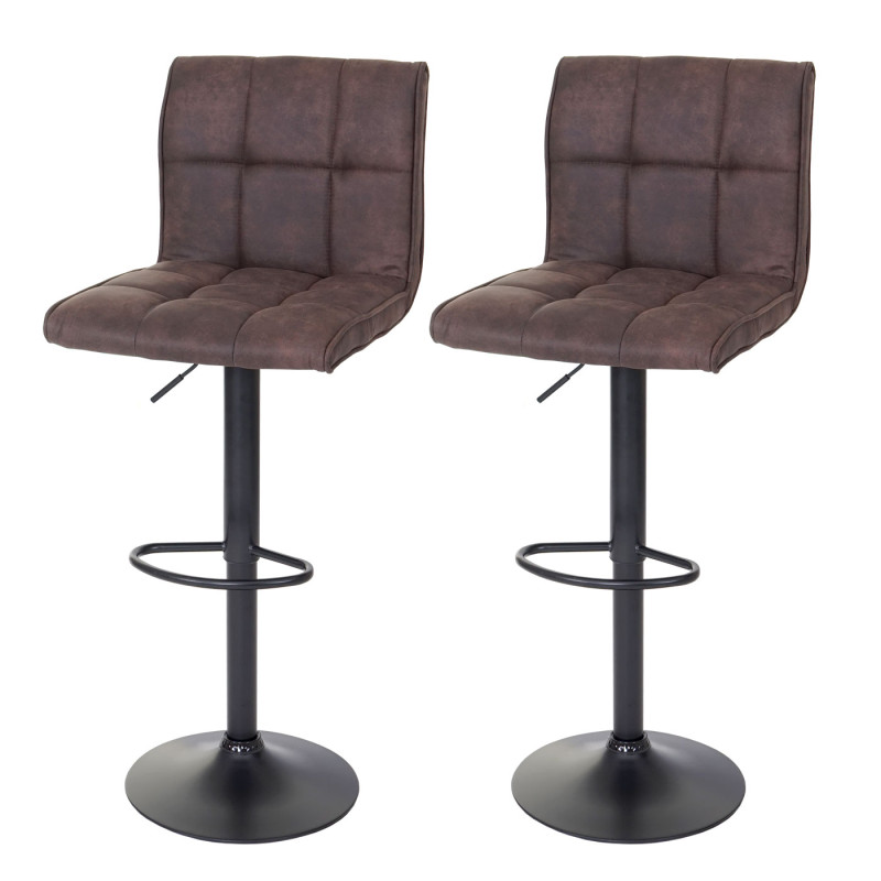 2x Tabouret de bar imitation daim - vintage brun foncé