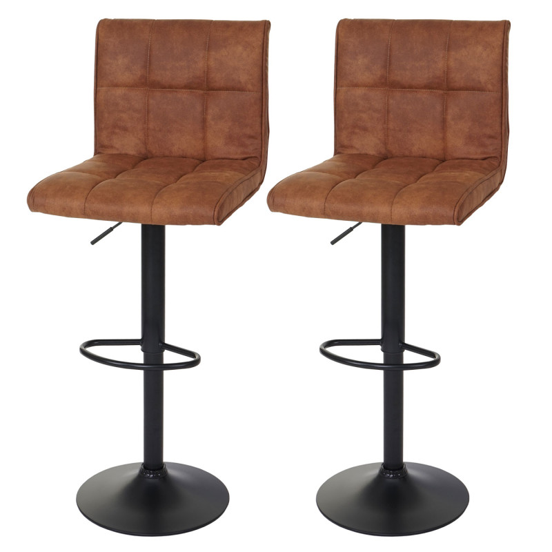 2x Tabouret de bar imitation daim - vintage brun clair