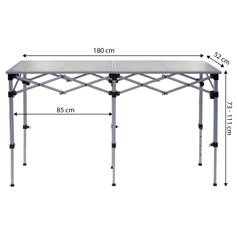 Table multifonction pliable, hauteur réglable - 180cm