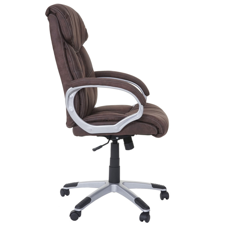 Chaise de bureau chaise pivotante, tissu - imitation daim, brun