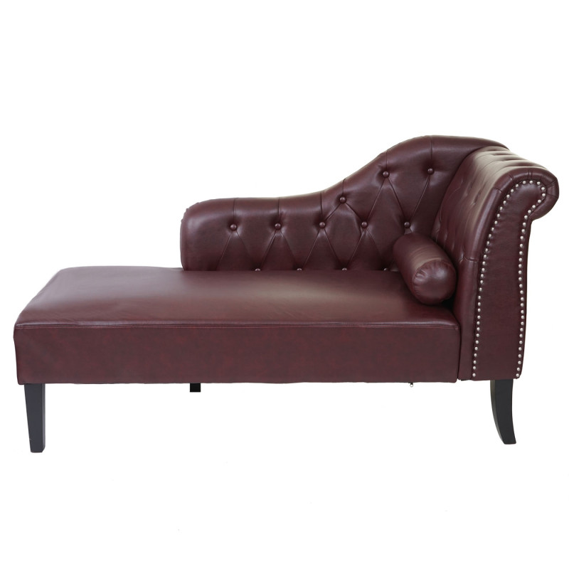 Chaise longue de luxe Chesterfield, cuir synthétique - rouge-brun