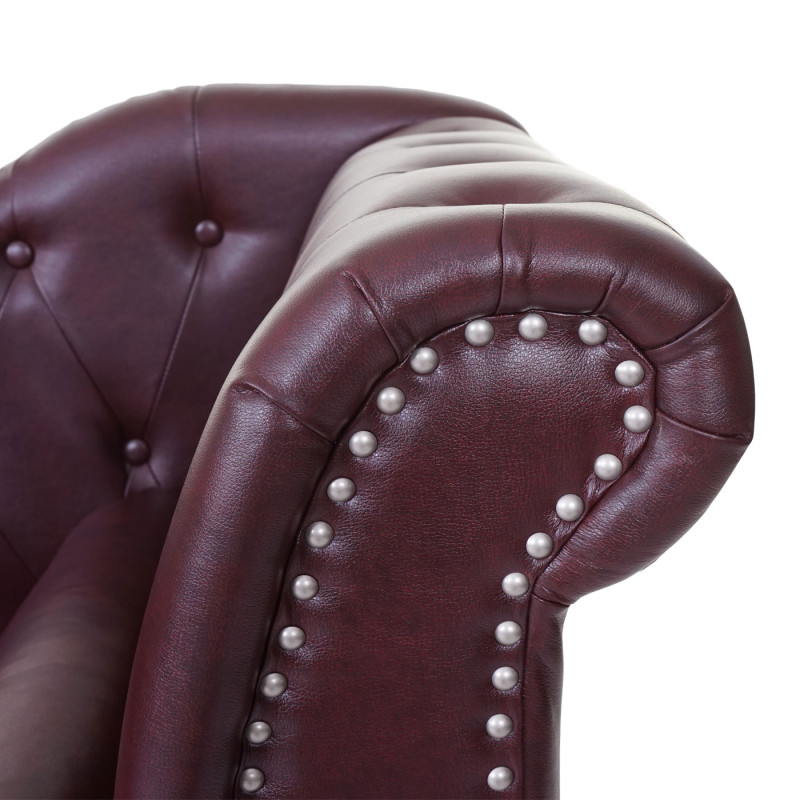 Chaise longue de luxe Chesterfield, cuir synthétique - rouge-brun