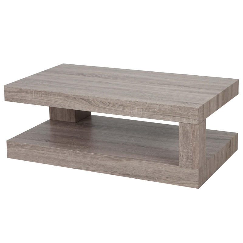 Table basse de salon structure 3D MVG 40x110x60cm - aspect chêne foncé