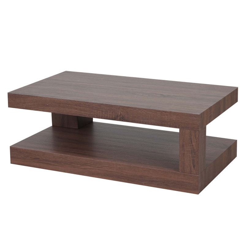 Table basse de salon structure 3D MVG 40x110x60cm - aspect chêne marron
