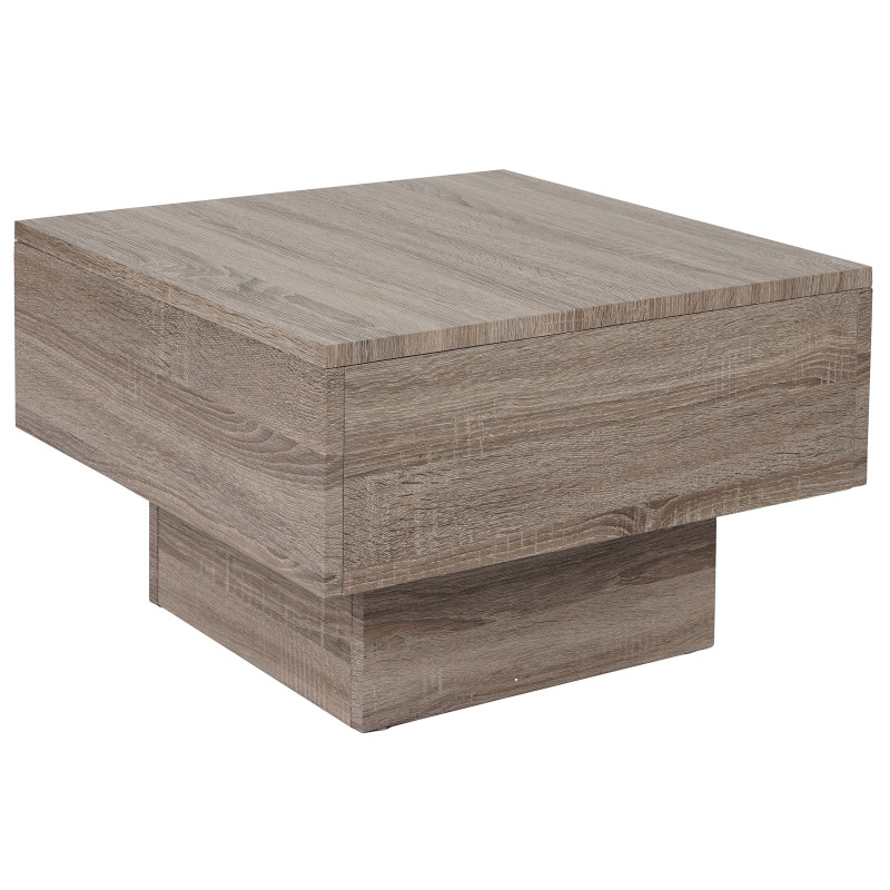 Table basse de salon structure 3D MVG 37x60x60cm - aspect chêne foncé