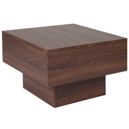 Table basse de salon structure 3D FSC 37x60x60cm - aspect chêne marron