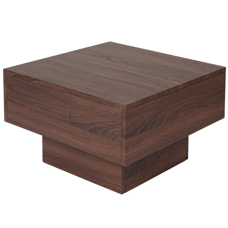 Table basse de salon structure 3D FSC 37x60x60cm - aspect chêne marron