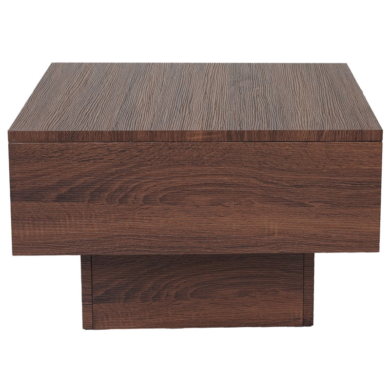 Table basse de salon structure 3D FSC 37x60x60cm - aspect chêne marron