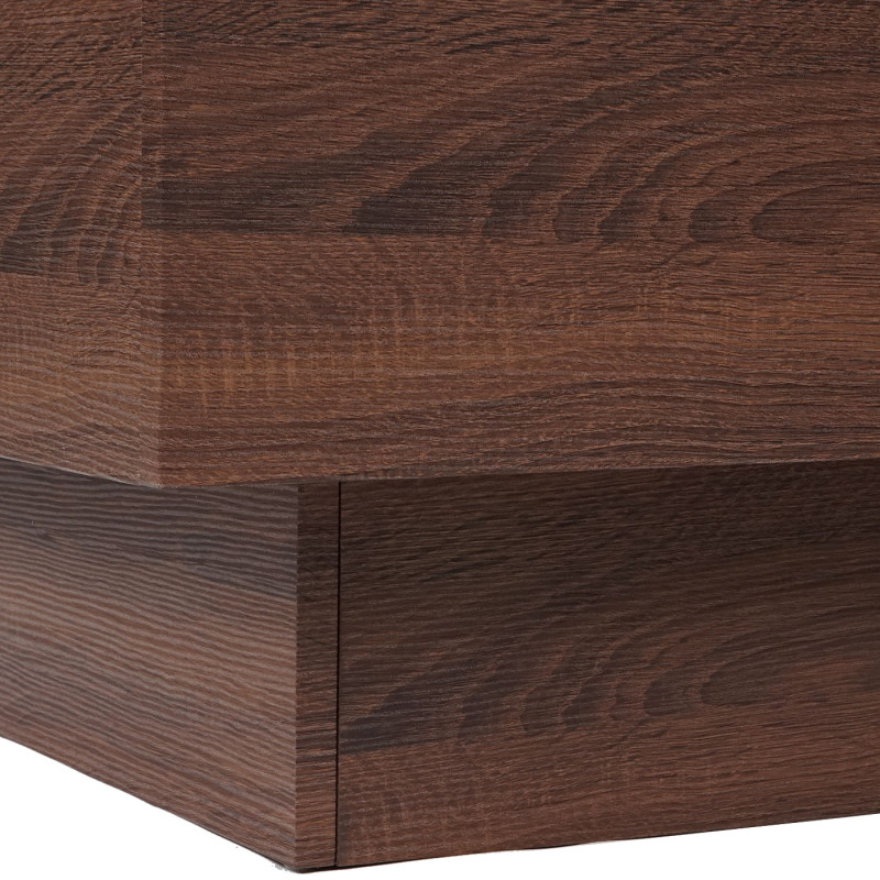 Table basse de salon structure 3D FSC 37x60x60cm - aspect chêne marron