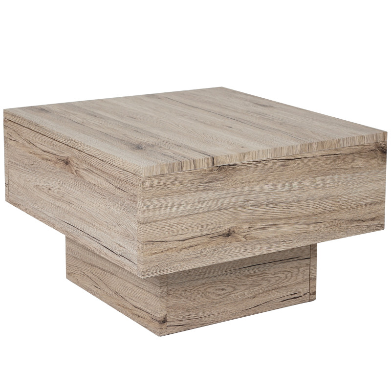Table basse de salon structure 3D MVG 37x60x60cm - aspect chêne Sanremo