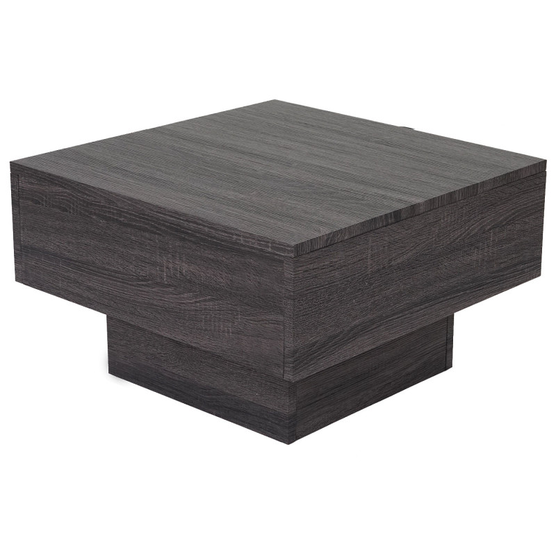 Table basse de salon structure 3D FSC 37x60x60cm - aspect chêne noir