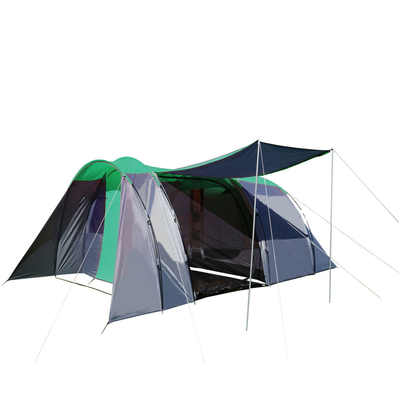 Tente de camping 6 personnes, dôme - vert/gris