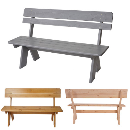 Banc de jardin Oslo, qualité normes gastronomie, bois massif, 3 places, 148cm, - vernis gris