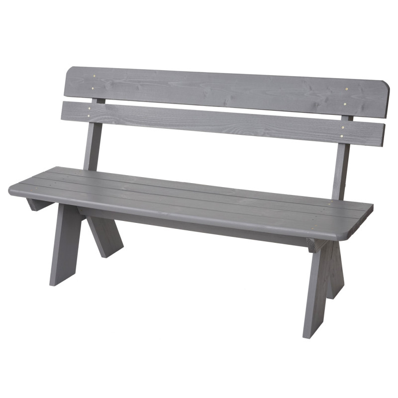 Banc de jardin Oslo, qualité normes gastronomie, bois massif, 3 places, 148cm, - vernis gris