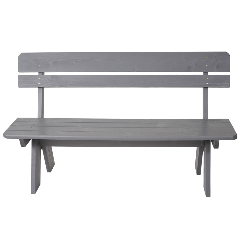 Banc de jardin Oslo, qualité normes gastronomie, bois massif, 3 places, 148cm, - vernis gris