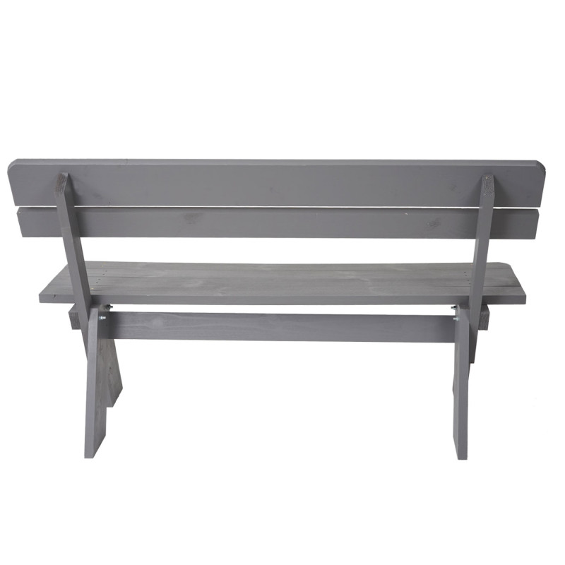 Banc de jardin Oslo, qualité normes gastronomie, bois massif, 3 places, 148cm, - vernis gris